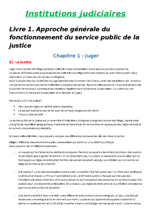 Droit judiciaire Institution judiciaire - La justice La justice ⇒ ...