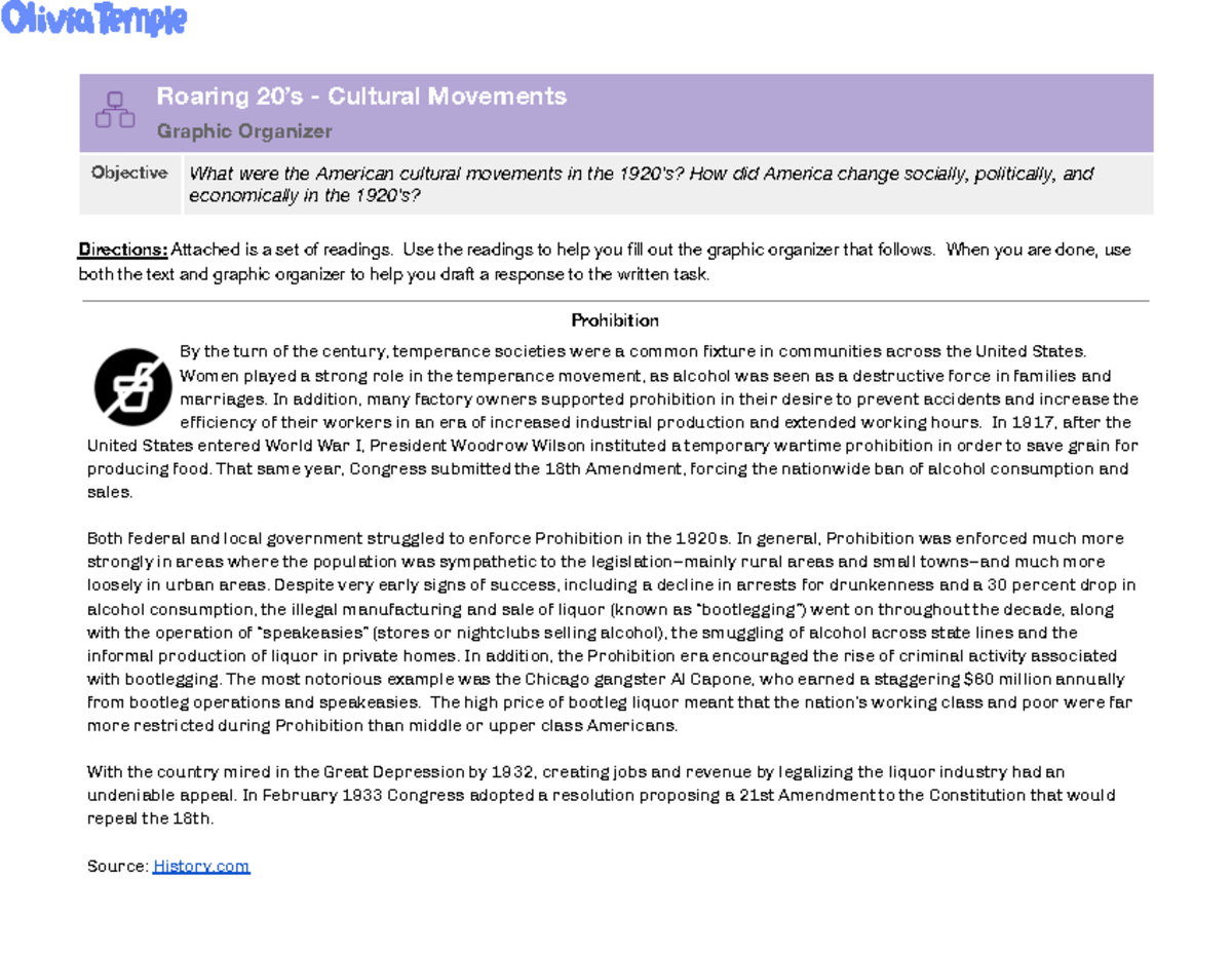 Unit+7 Graphic+Organizer +Roaring+20%E2%80%99s+Cultural+Movements 3 ...