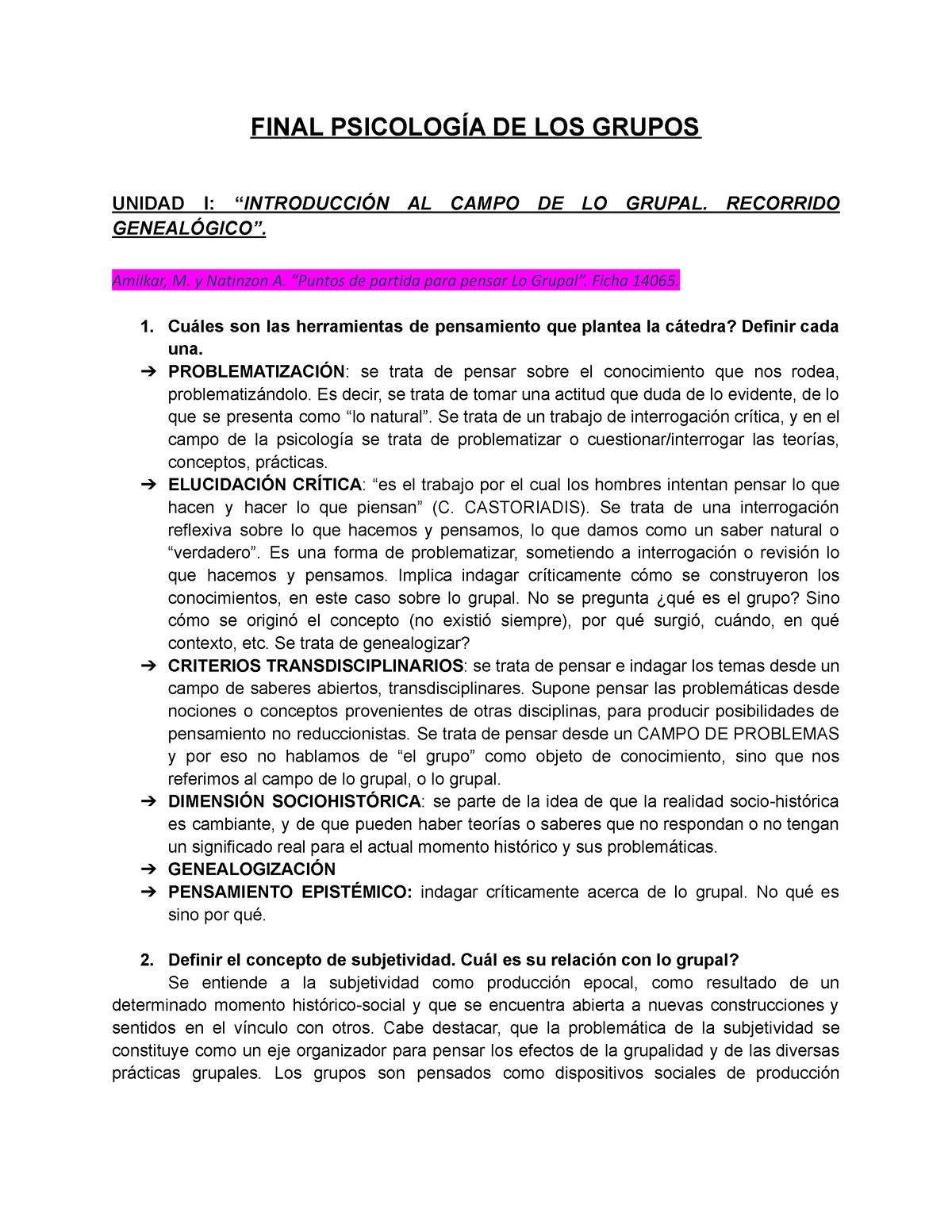 Final Psico DE LOS Grupos Con Preguntas Y Respuestas - FINAL PSICOLOGÍA ...