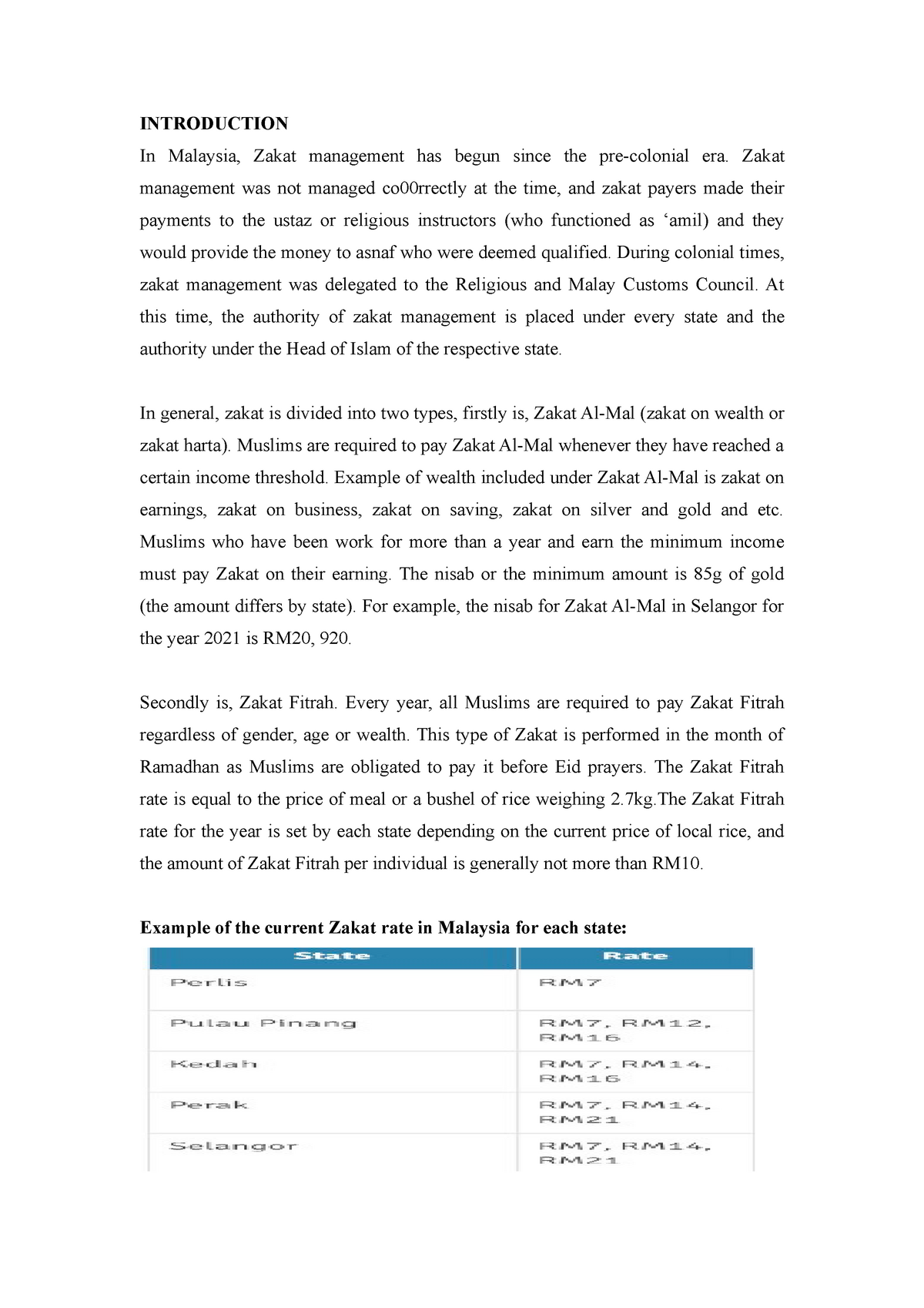 Ctu Grade B Introduction In Malaysia Zakat Management Has Begun Since The Pre Colonial Era Studocu