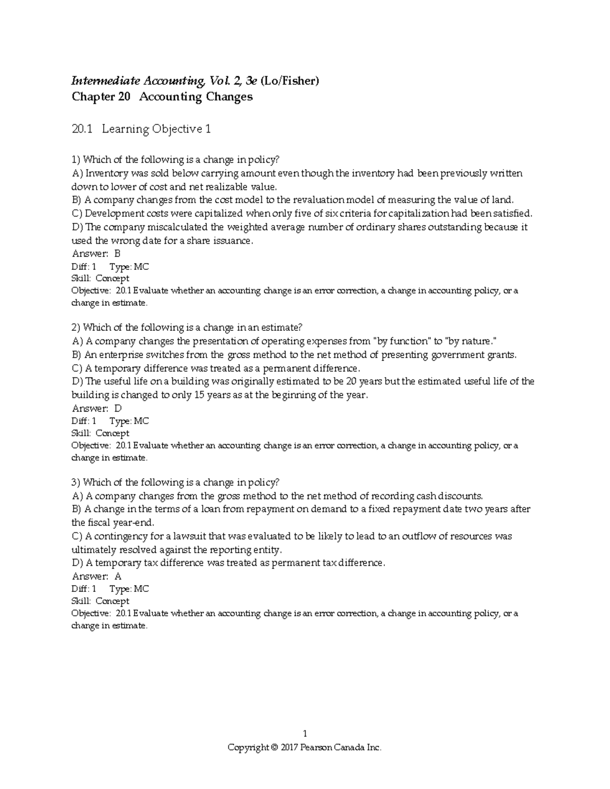 Chapter 20 - 1 Intermediate Accounting, Vol. 2, 3e (Lo/Fisher) Chapter ...