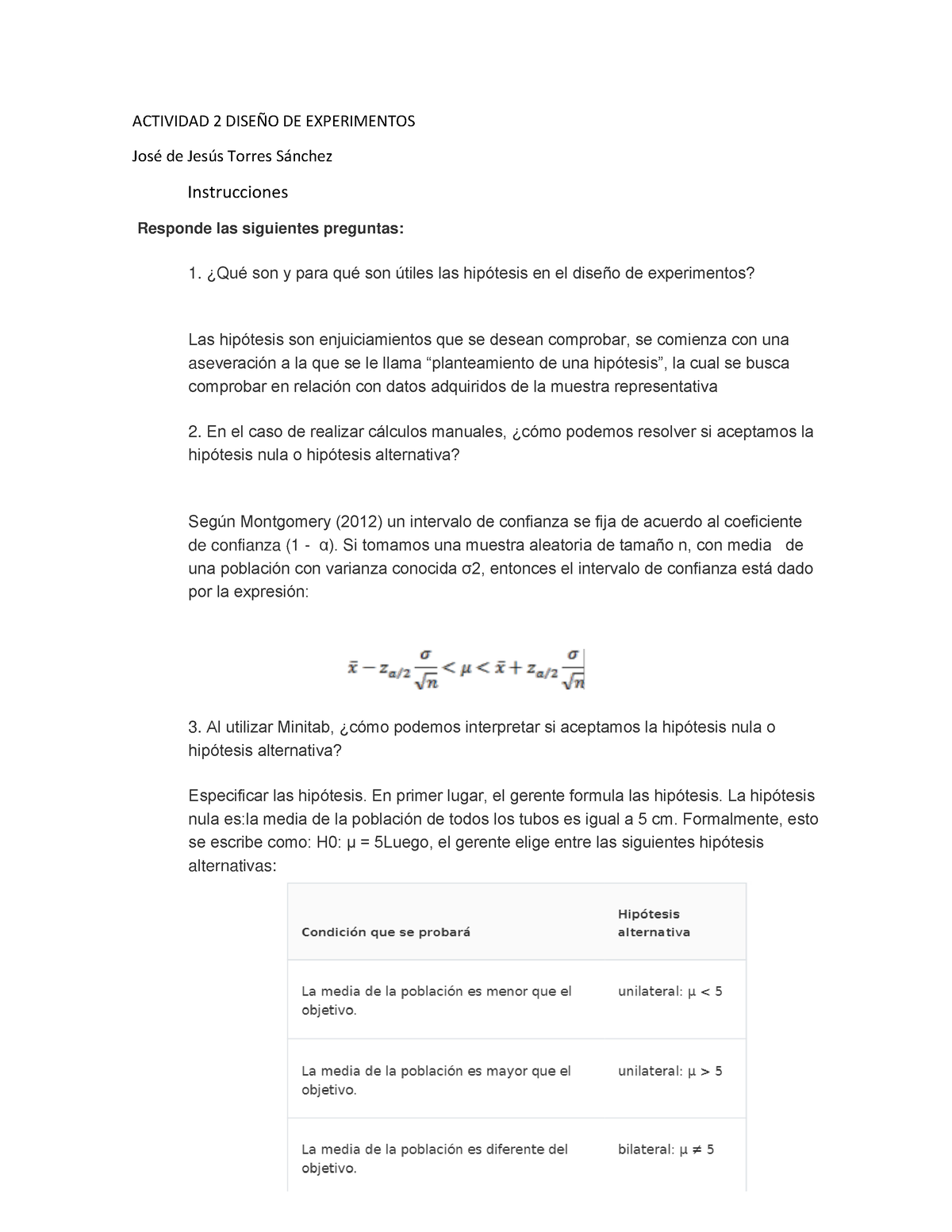 Actividad 2 Diseño DE Experimentos - ACTIVIDAD 2 DISEÑO DE EXPERIMENTOS ...