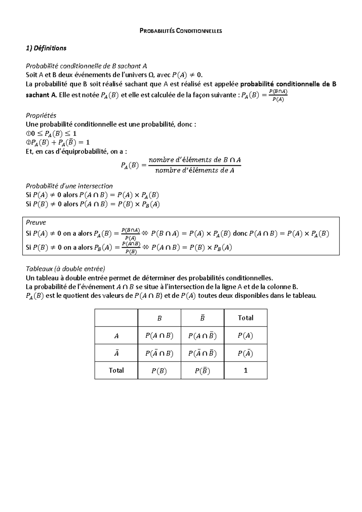 Ch5 Probabilités Conditionnelles - PROBABILITÉS CONDITIONNELLES ...