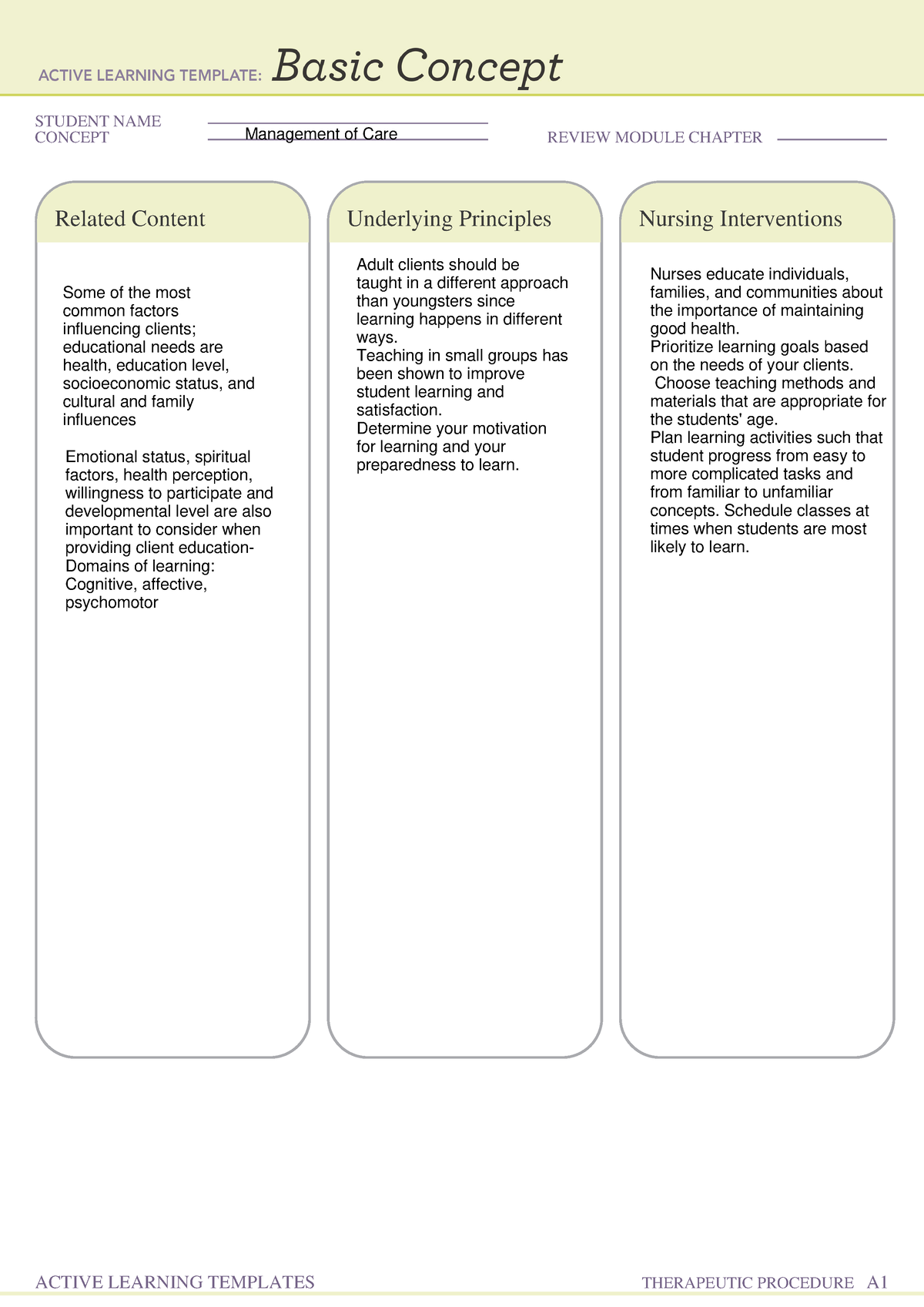 Basic Concept form - this is an assignment we did in class as part of ...