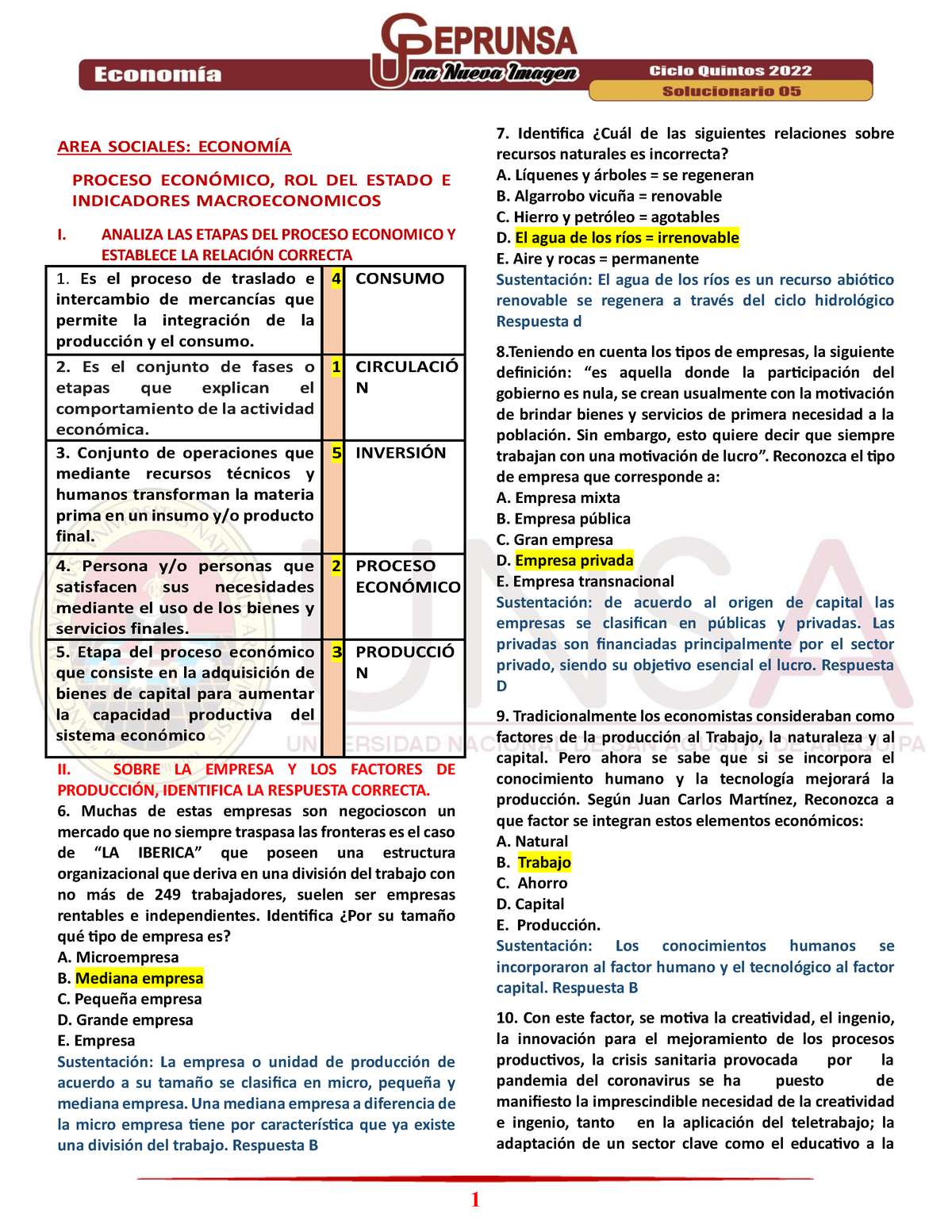 07 Geografía Solucionario 05 Ceprunsa 2022 Quintos - AREA SOCIALES ...