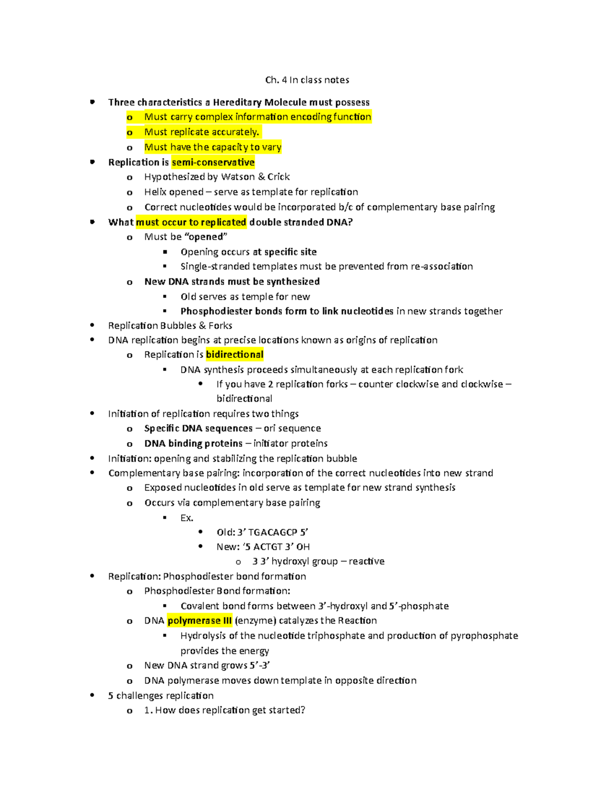 Ch. 4 In Notes - Ch. 4 In class notes Three characteristics a ...