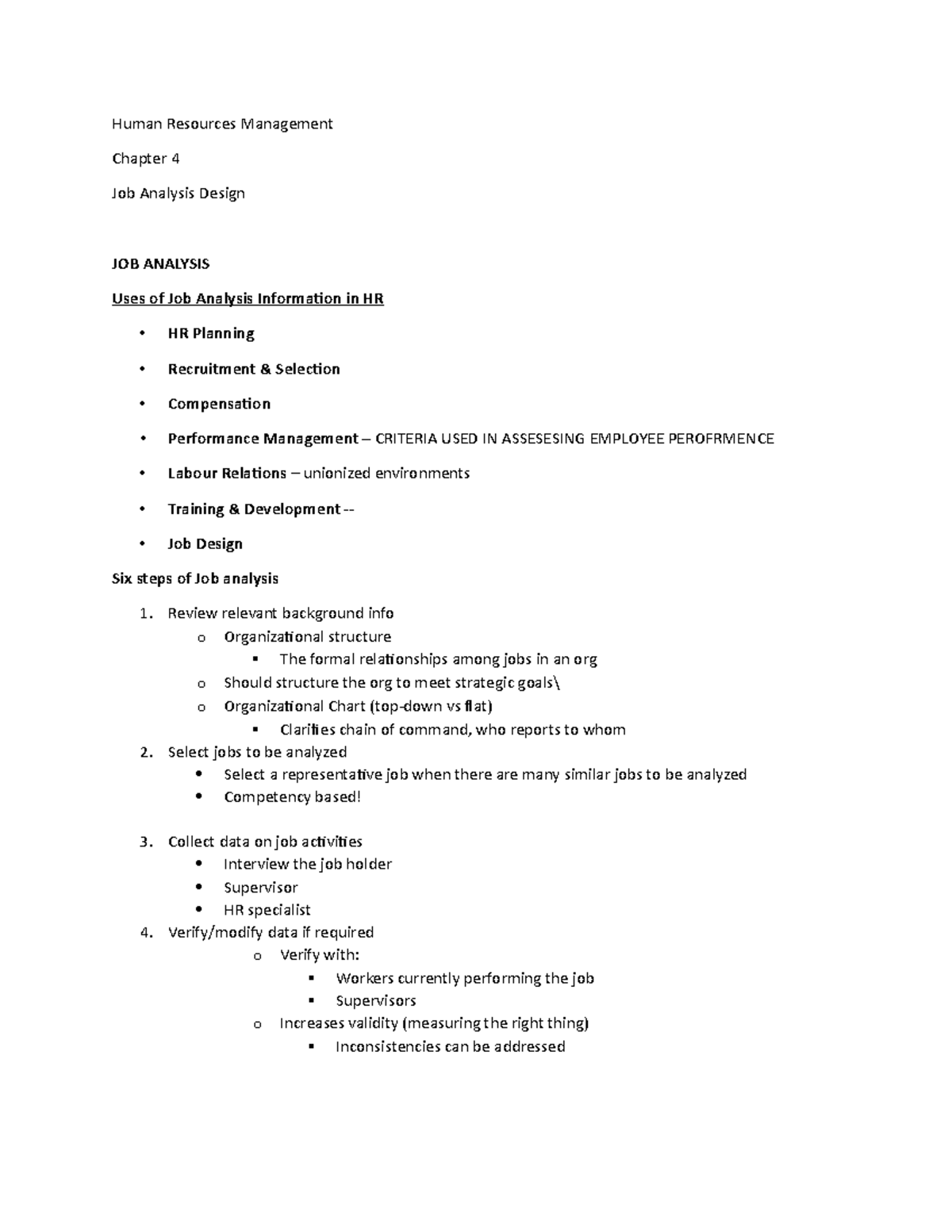 Chapter 4 - Human Resources Management Chapter 4 Job Analysis Design ...