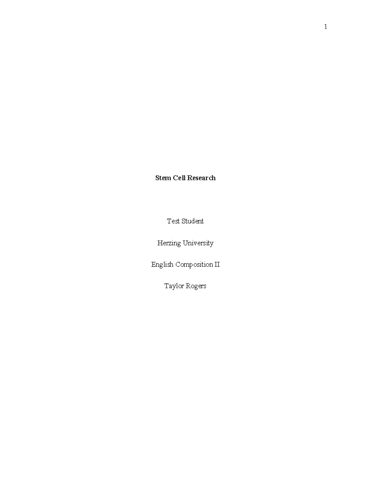 Literature Review Example - Stem Cell Research Test Student Herzing ...
