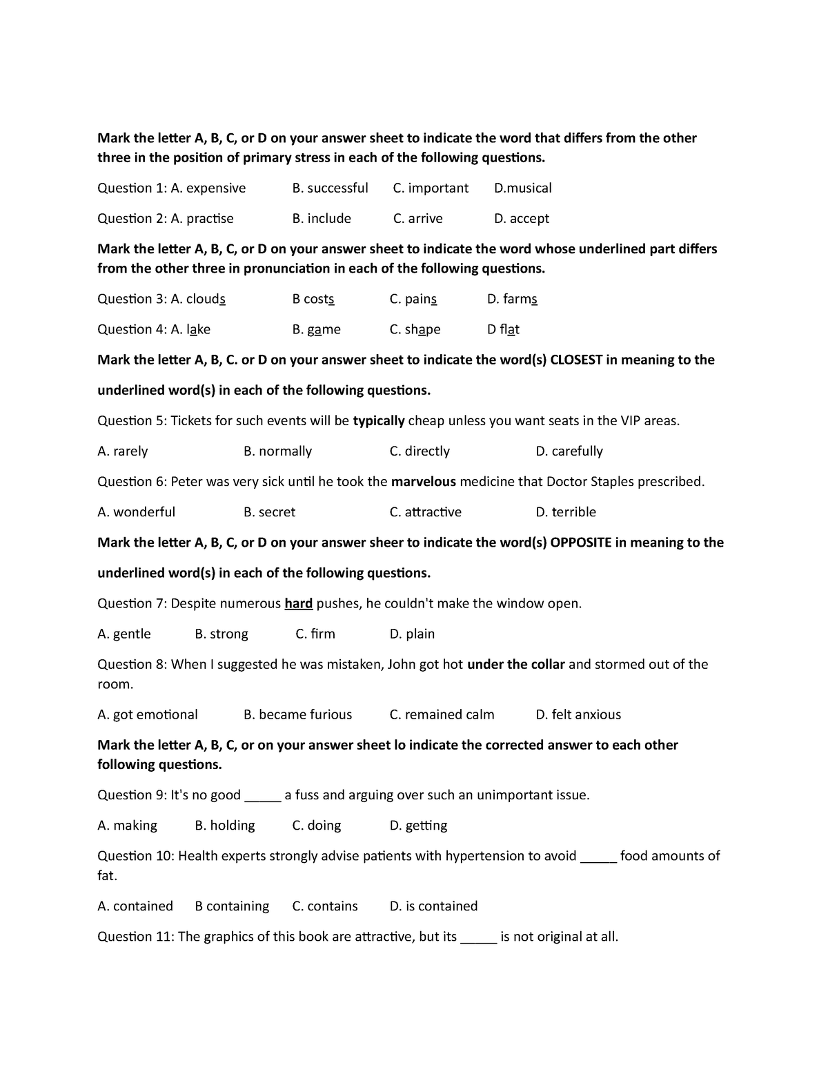 Temp 13 - Documents for training English - Mark the letter A, B, C, or ...