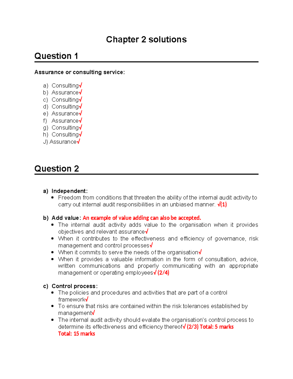 Chapter 2 solutions - Auditing 2B: Introduction to Auditing - Chapter 2 ...