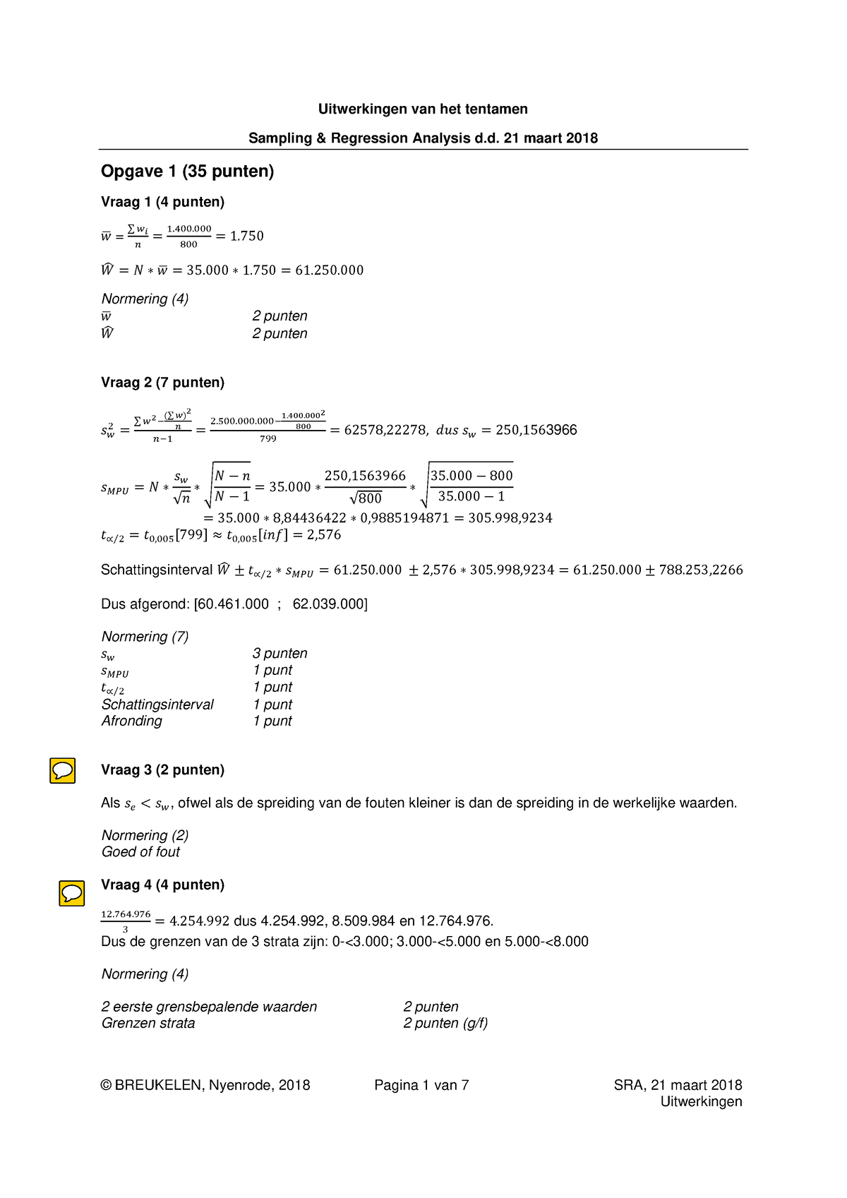 Tentamen Maart 2018, Antwoorden - © BREUKELEN, Nyenrode, 2018 Pagina 1 ...