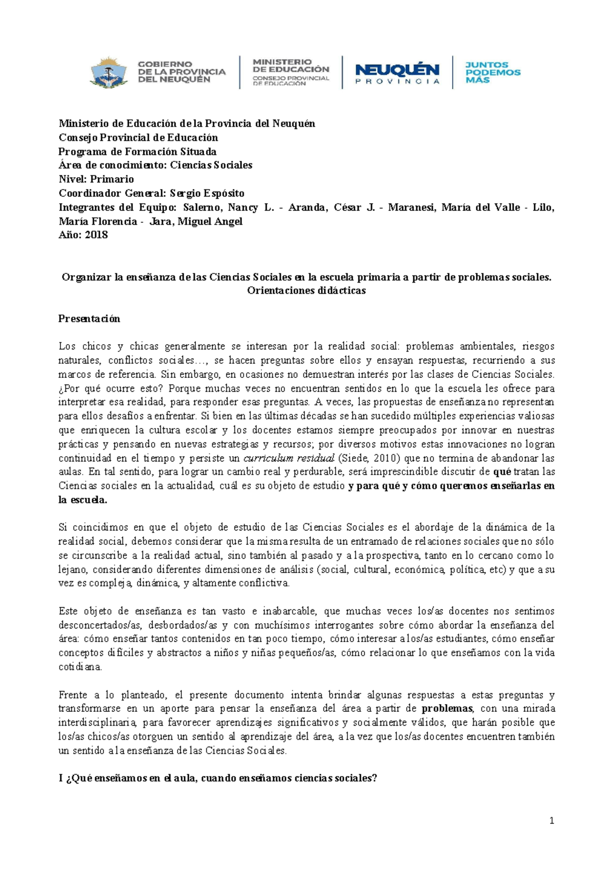 El problema en la enseñanza de las ciencias sociales - Ministerio de ...
