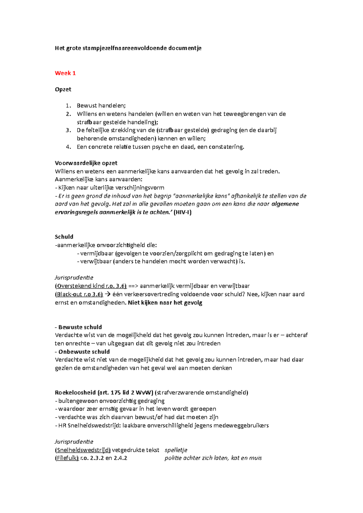 Bondige Samenvatting Materieel Strafrecht - Samenvatting - College 1 ...