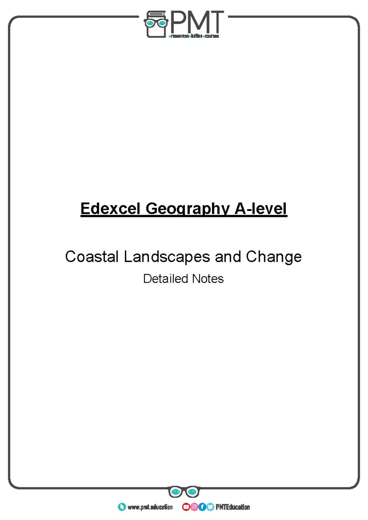 Detailed Notes Coastal Landscapes and Change Edexcel Geography A