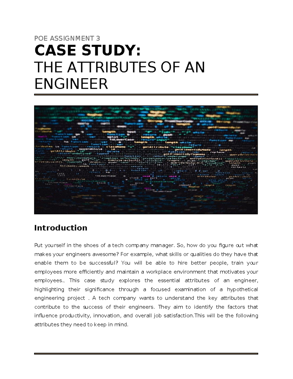 POE Assignment 3 - POE ASSIGNMENT 3 CASE STUDY: THE ATTRIBUTES OF AN ...