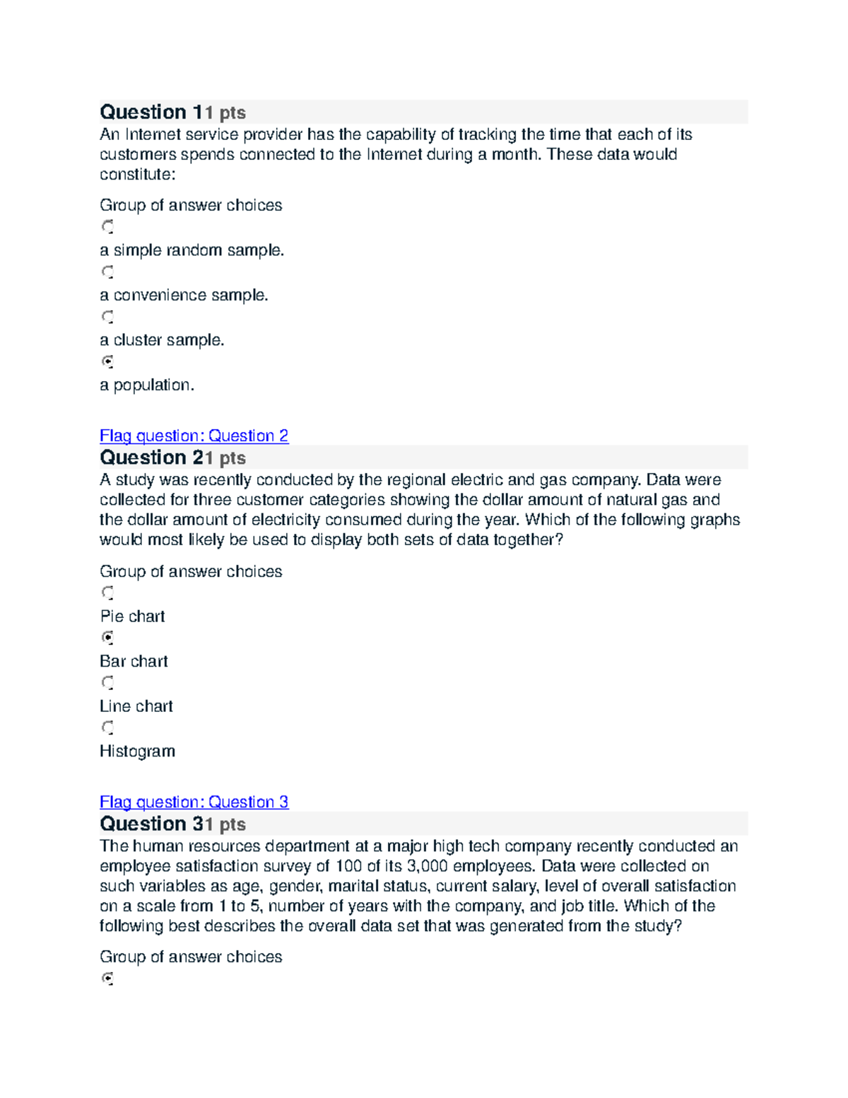 Exam 1 - Questions & Answers - Question 11 Pts An Internet Service ...