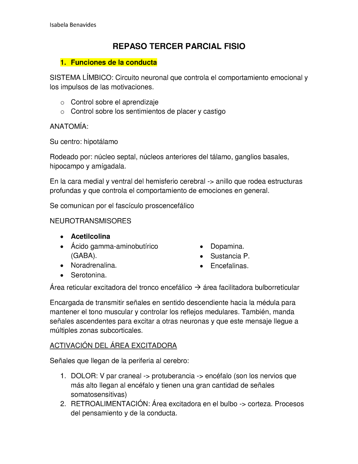 Repaso Tercer Parcial Fisio - Fisiología Y Fundamentos De Las ...