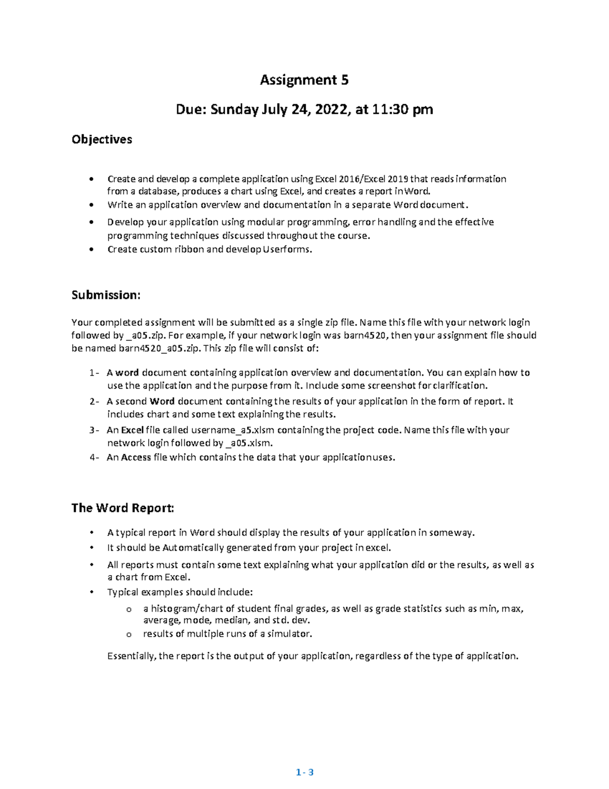 Assignment 5 - 1 - 3 Objectives Assignment 5 Due: Sunday July 24, 2022 ...