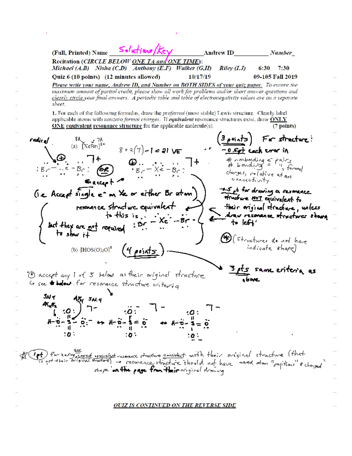 Key Quiz 6 09-105 F 19 - 09 105 - Studocu