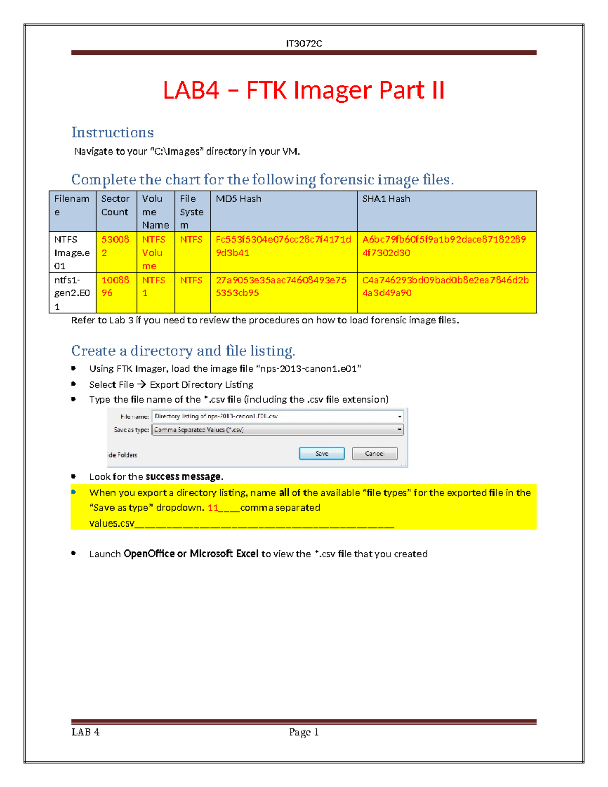 LAB 4 - FTK Imager Part2 2023 - LAB4 – FTK Imager Part II Instructions ...
