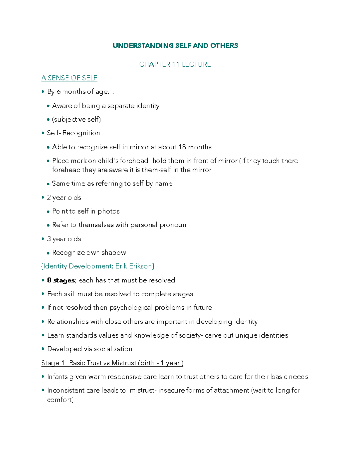 Chapter+11+lecture+notes++copy - UNDERSTANDING SELF AND OTHERS CHAPTER ...