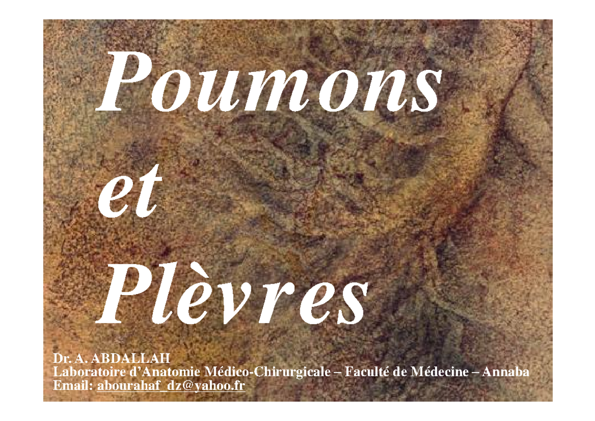 Anatomie 2an-poumons plevres - Poumons et Plèvres Dr. A. ABDALLAH