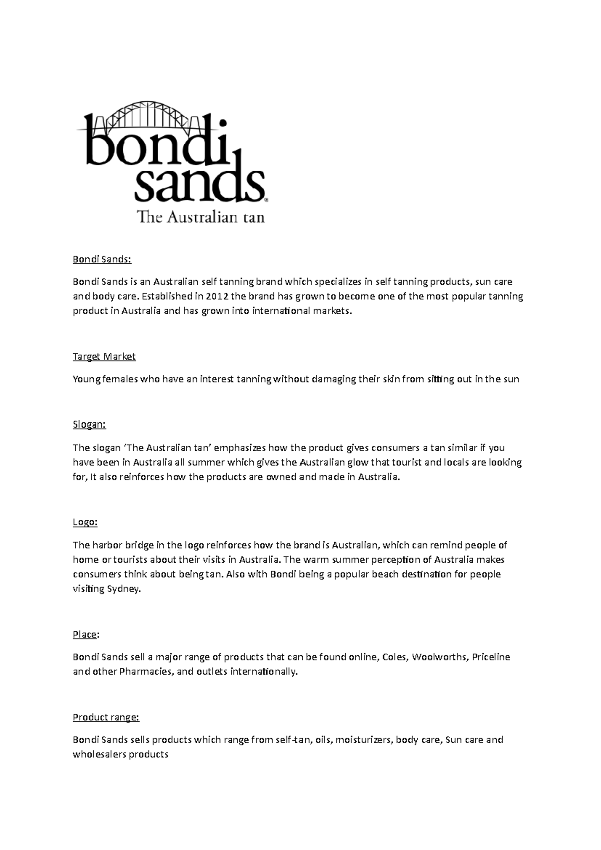 Brand inventory - Tutorial questions for learning assessments - Bondi ...