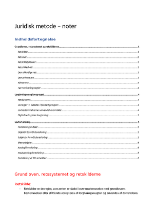 Juridisk Metode Eksamen - Ordinær Eksamen Opgave 1 (75%) 1. Henhører ...