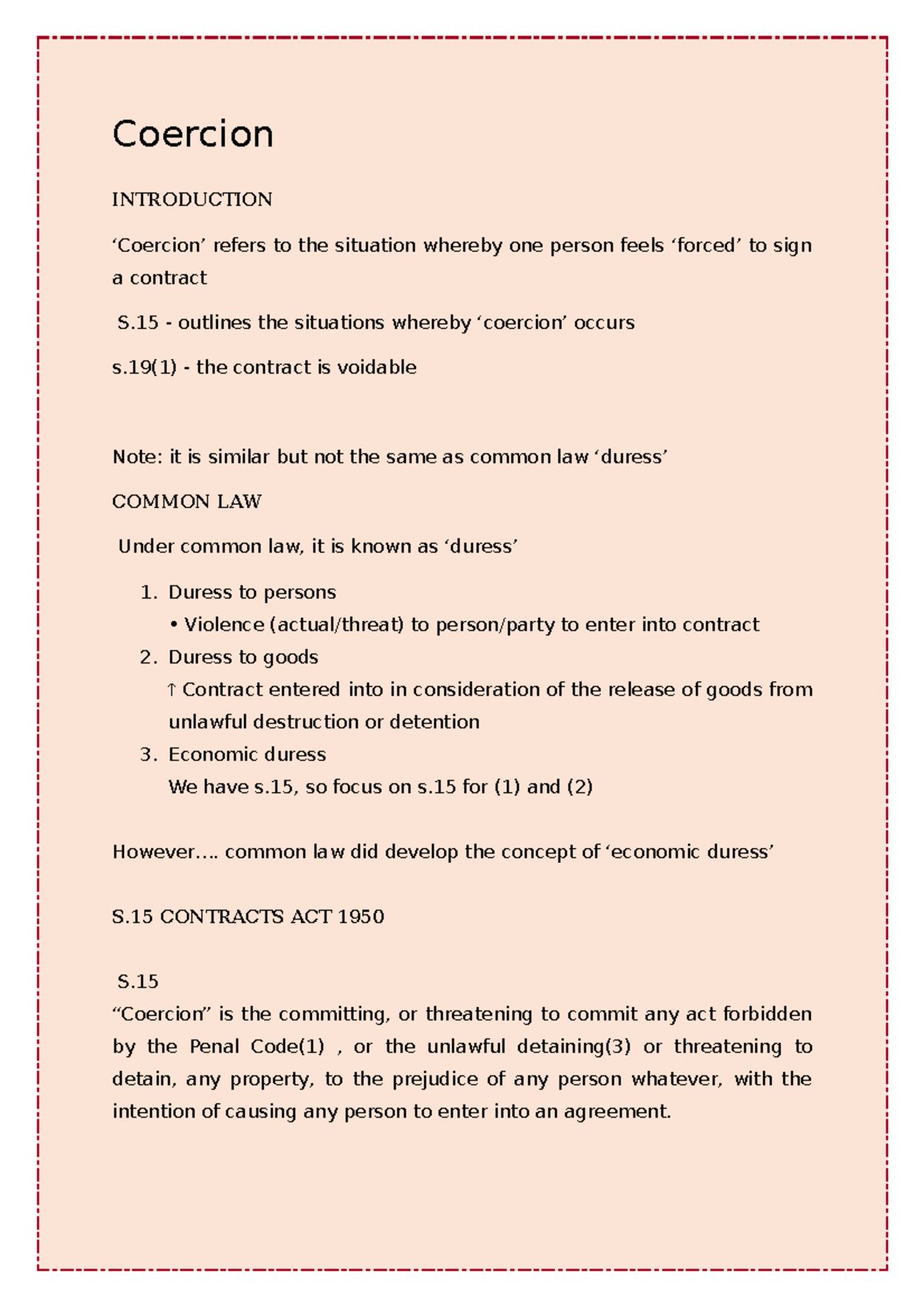 Coercion for merge Coercion INTRODUCTION ‘Coercion’ refers to the