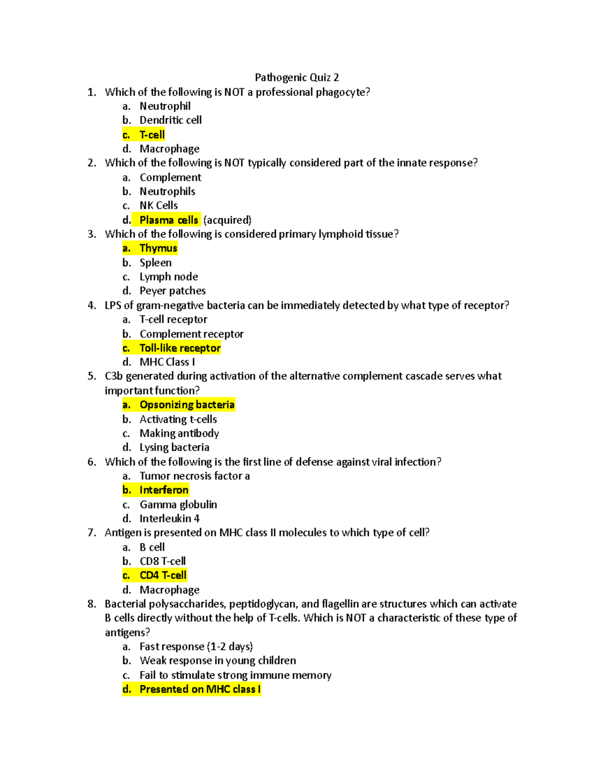 Pathogenic Quiz 2 - Practice Quiz - Pathogenic Quiz 2 Which Of The 