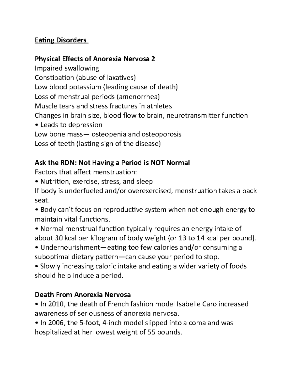 Nutrition 132 (57) - Eating Disorders Physical Effects of Anorexia ...