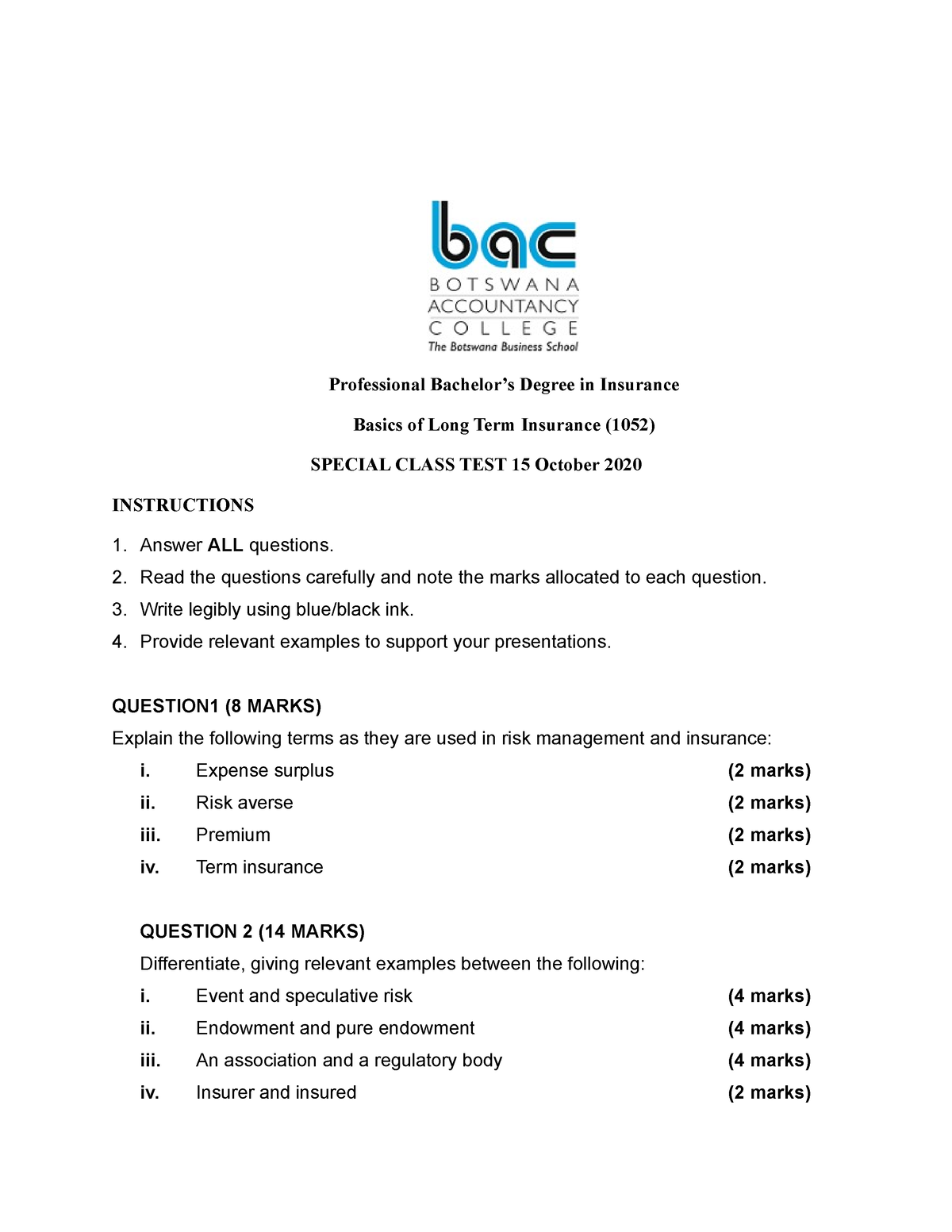 special-class-test-basics-of-long-term-insurance-15-october-2020