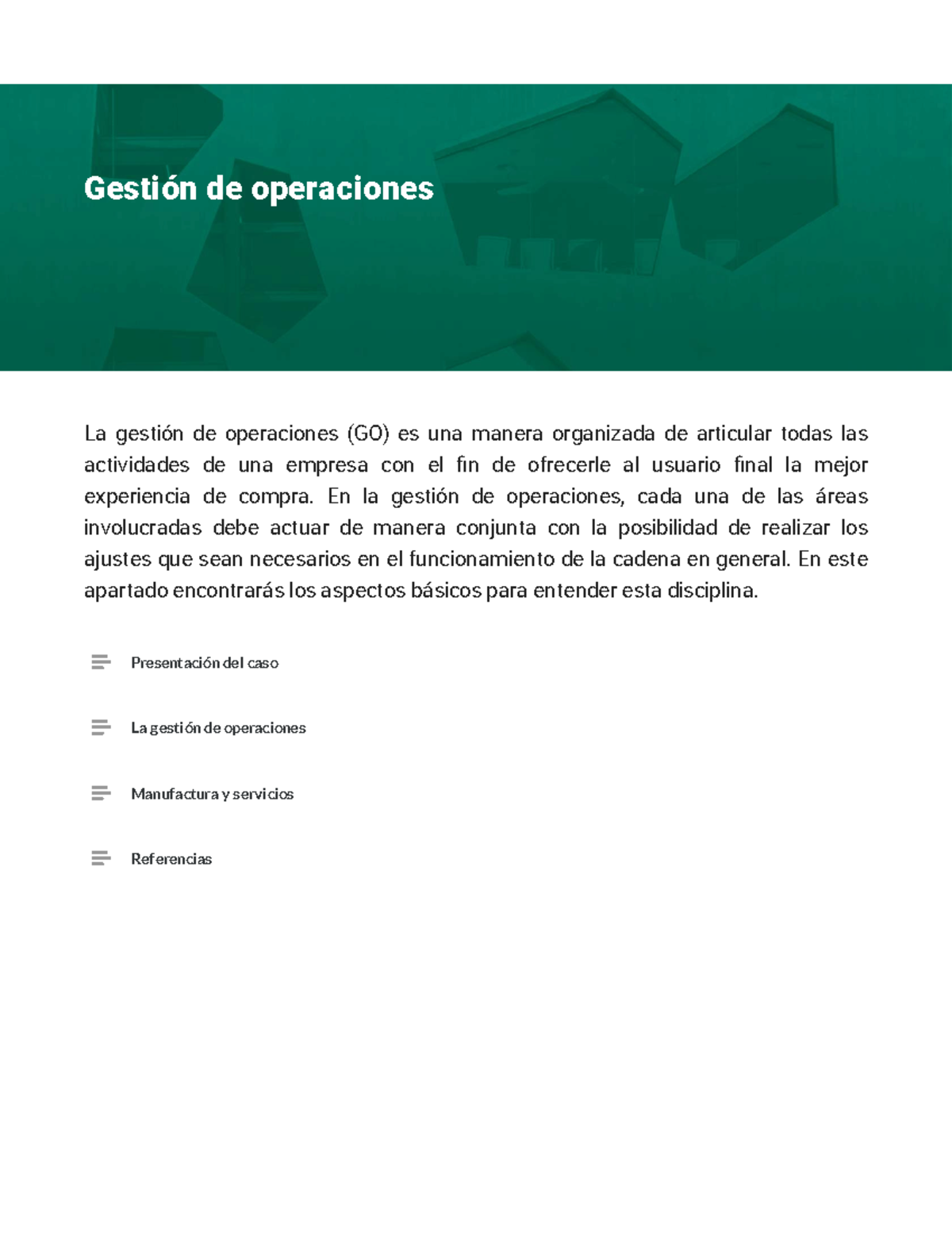 Unidad 1 Gestion De Operaciones - La Gestión De Operaciones (GO) Es Una ...