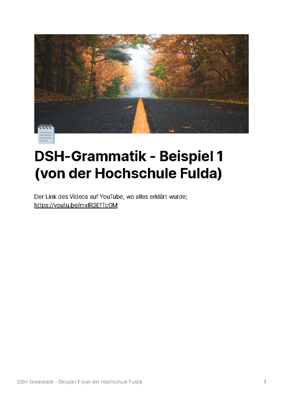 DSH-Grammatik - Beispiel 1 (von der Hochschule Fulda) - Verbesserung