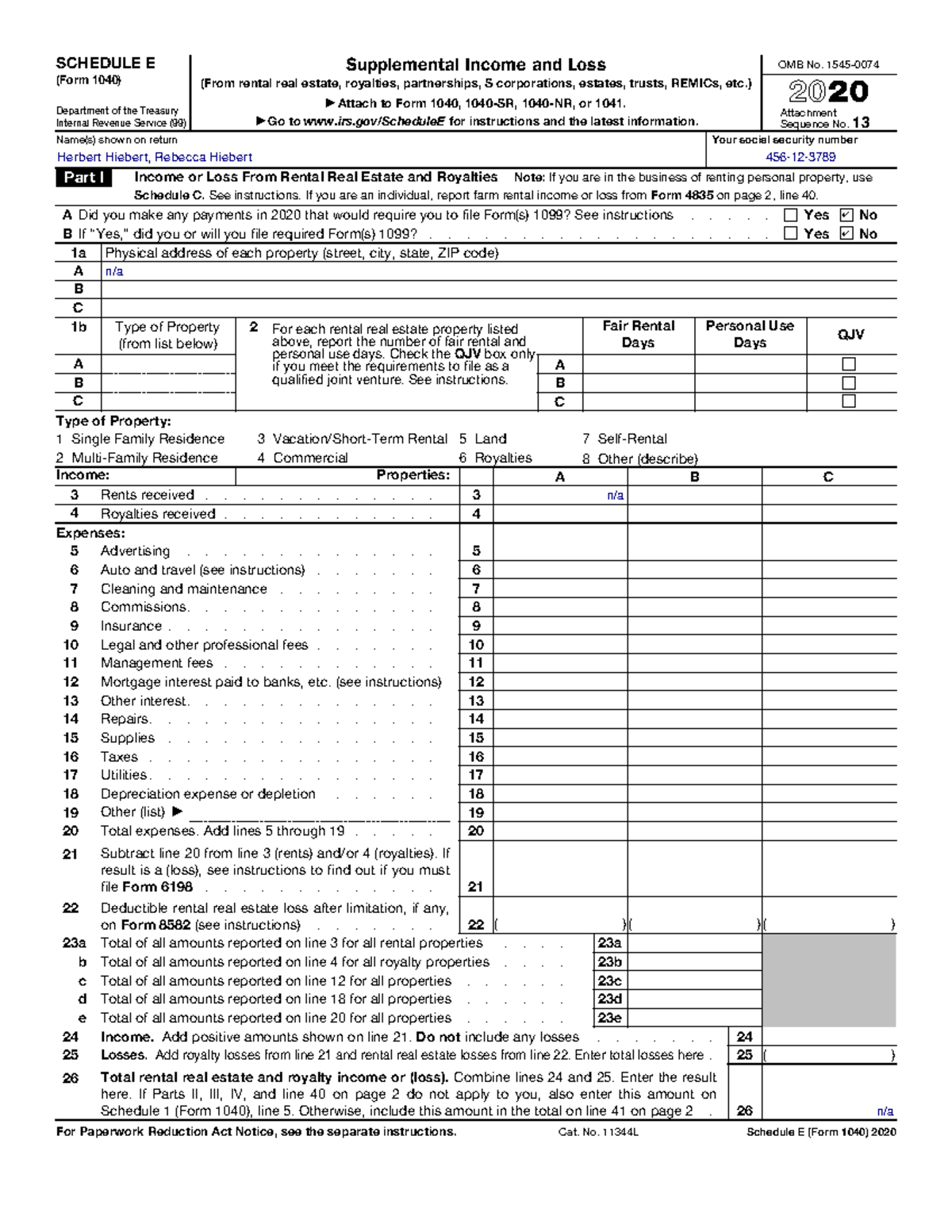 2020 Schedule E (Form 1040) bottle up inc - SCHEDULE E (Form 1040 ...