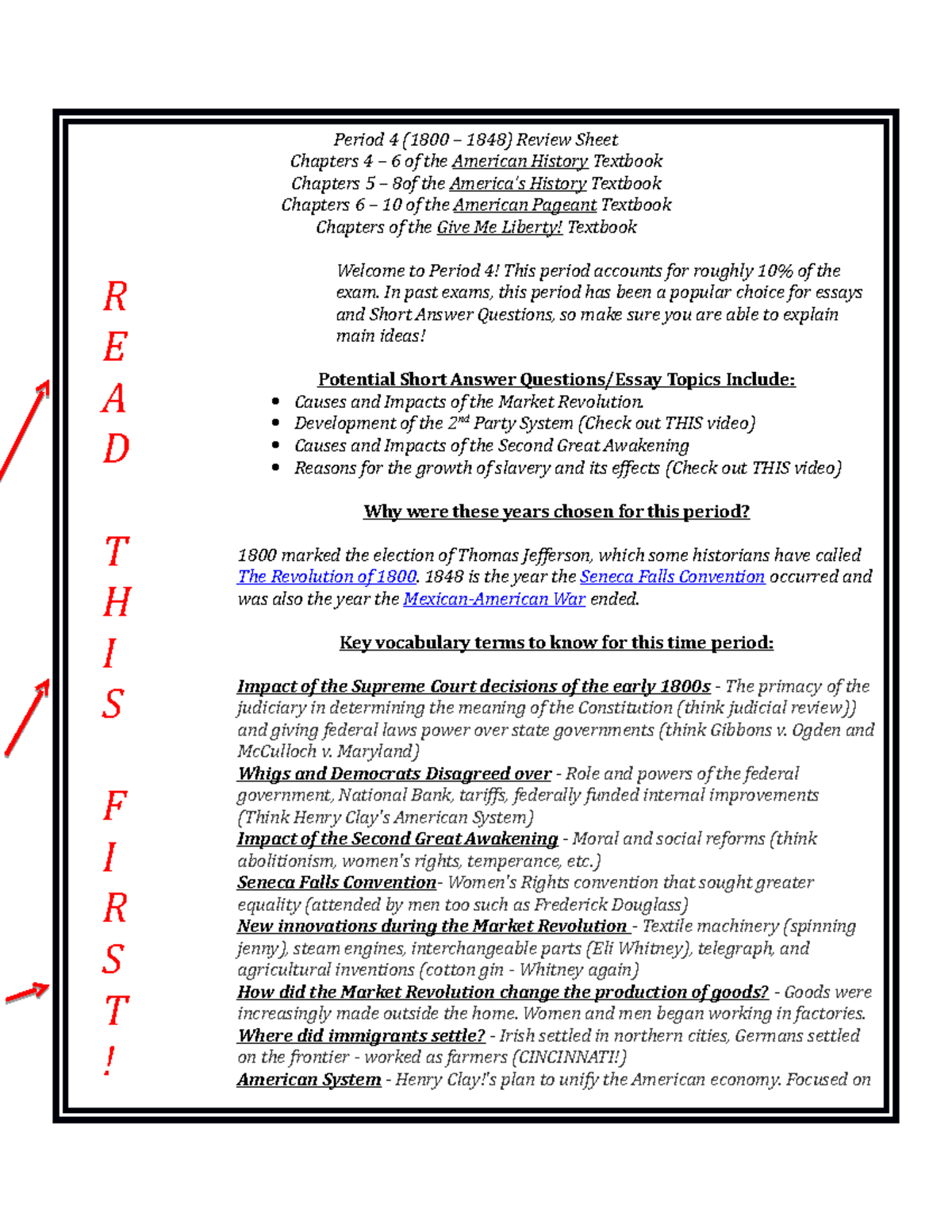Period 4 1800 – 1848 review sheet - Period 4 (1800 – 1848) Review Sheet ...