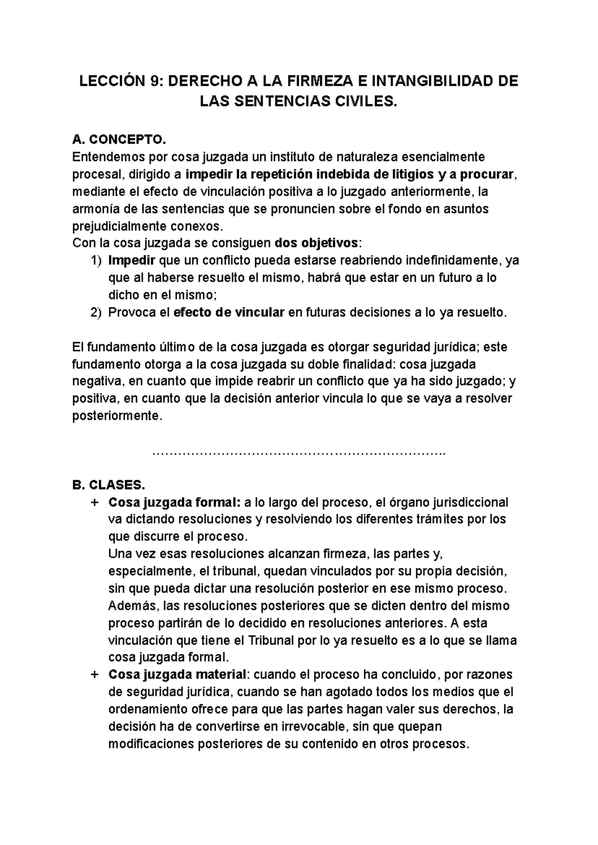 TEMA 9 Derecho A LA Firmeza E Intangibilidad DE LAS Sentencias Civiles