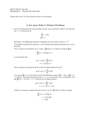 Worksheet 12 sol-1 - sheet with solutions - MATH 222 - Studocu