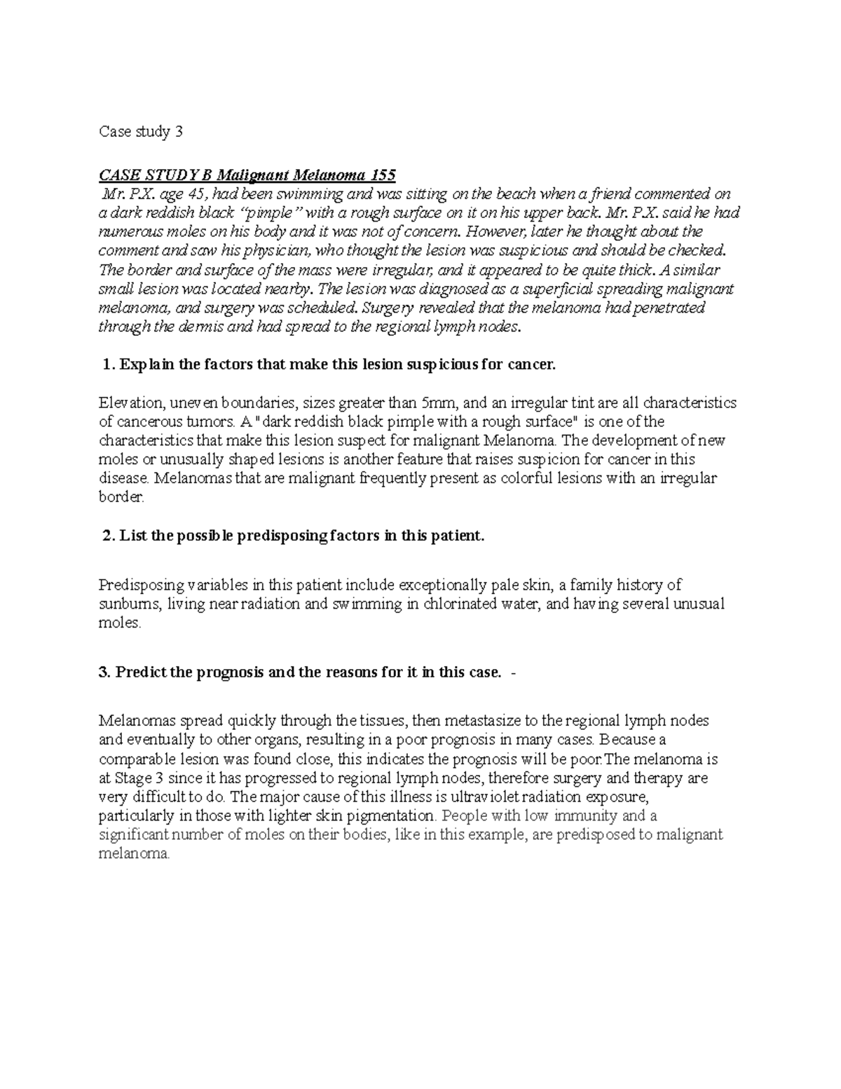 Case Study Melanoma and Essential Hypertension Case study 3 CASE