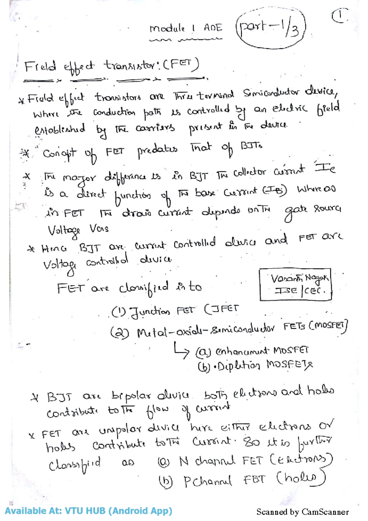 561 1731261621957 - Notes - 1 module I ADE part Field effect transistor ...
