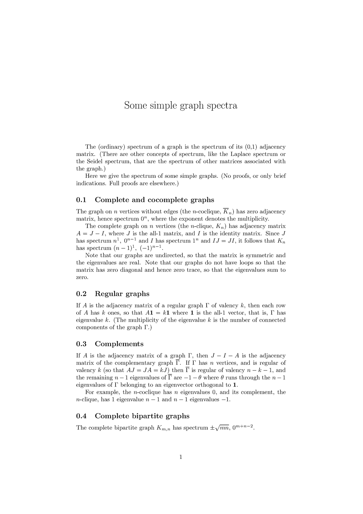 easyspectra-good-some-simple-graph-spectra-the-ordinary-spectrum