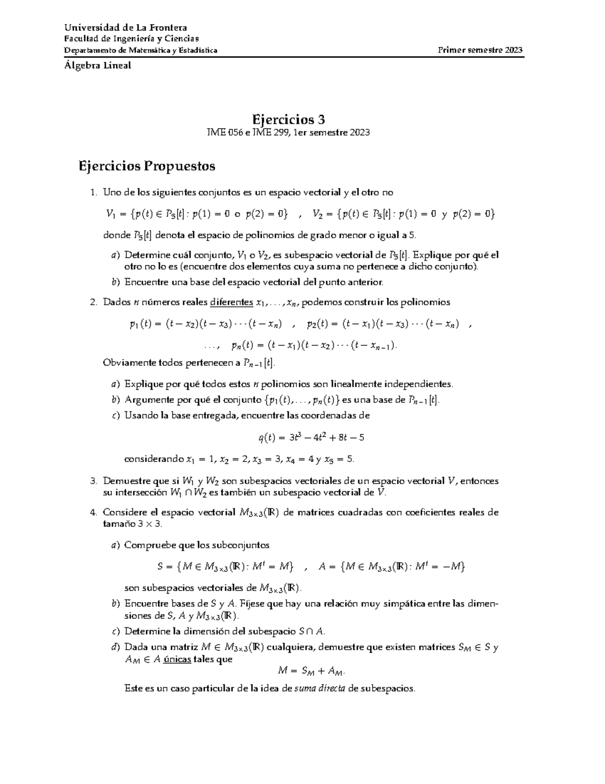 Ejercicios 4 Universidad De La Frontera Facultad De Ingenier ́ıa Y Ciencias Departamento De 2177