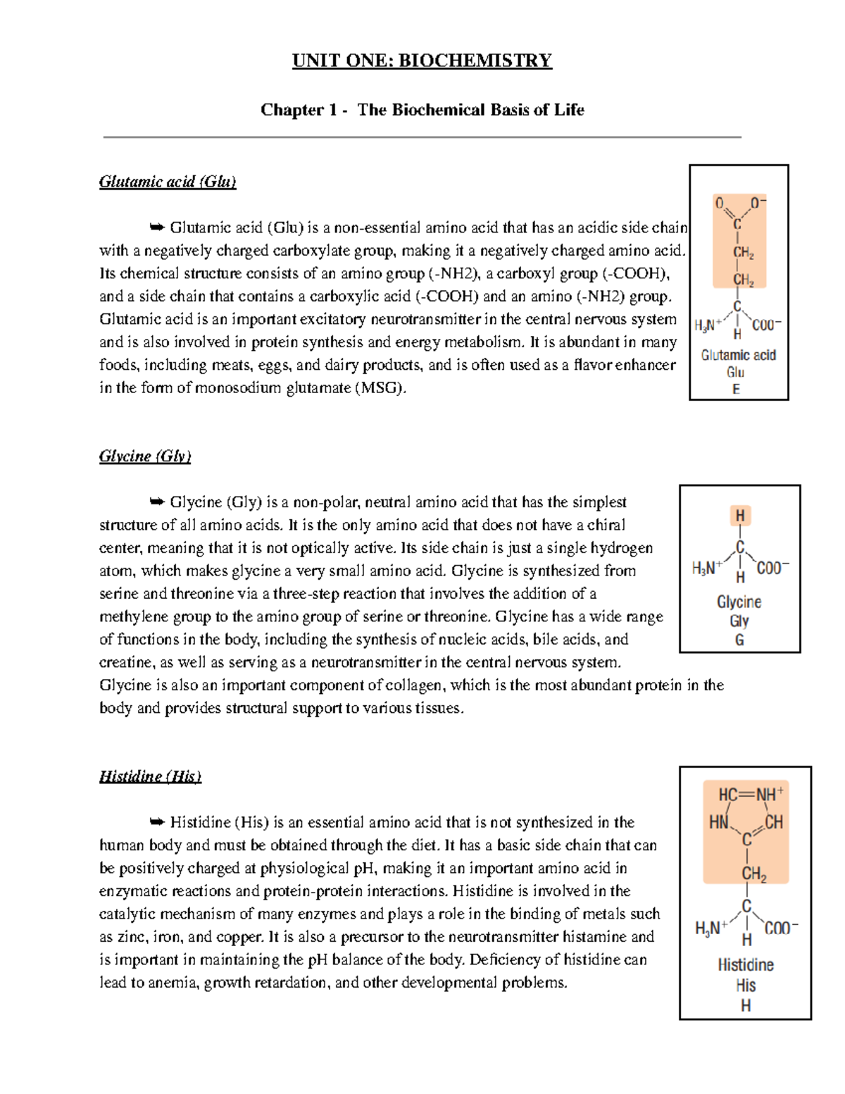 Biochemistry Chapter 1 Section 5 Pt 3 - UNIT ONE: BIOCHEMISTRY Chapter ...