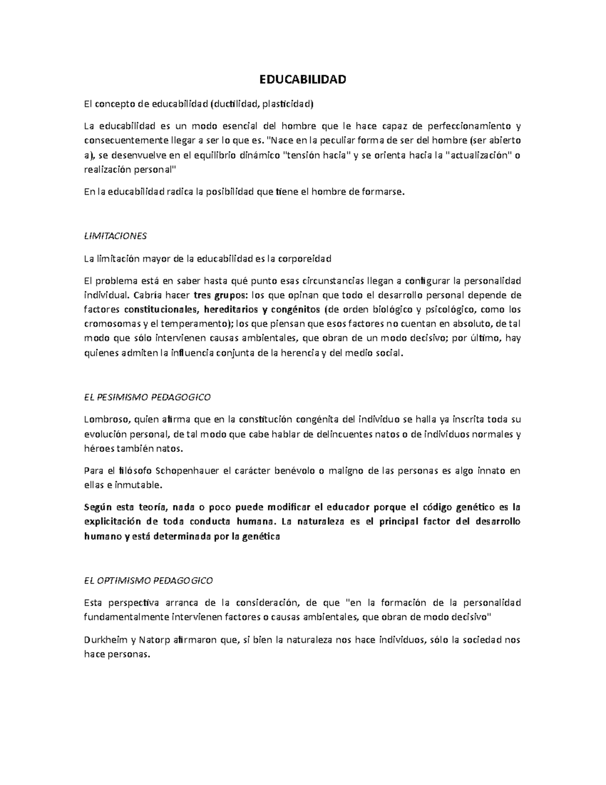 Educabilidad características y limitaciones - EDUCABILIDAD El concepto ...