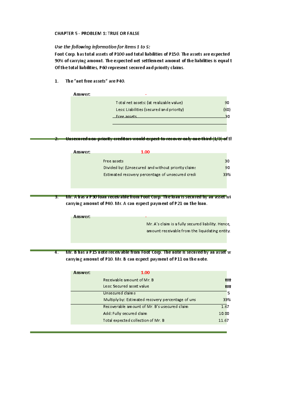 Advacc-chapter-5 compress 2 - CHAPTER 5 - PROBLEM 1: TRUE OR FALSE Use ...