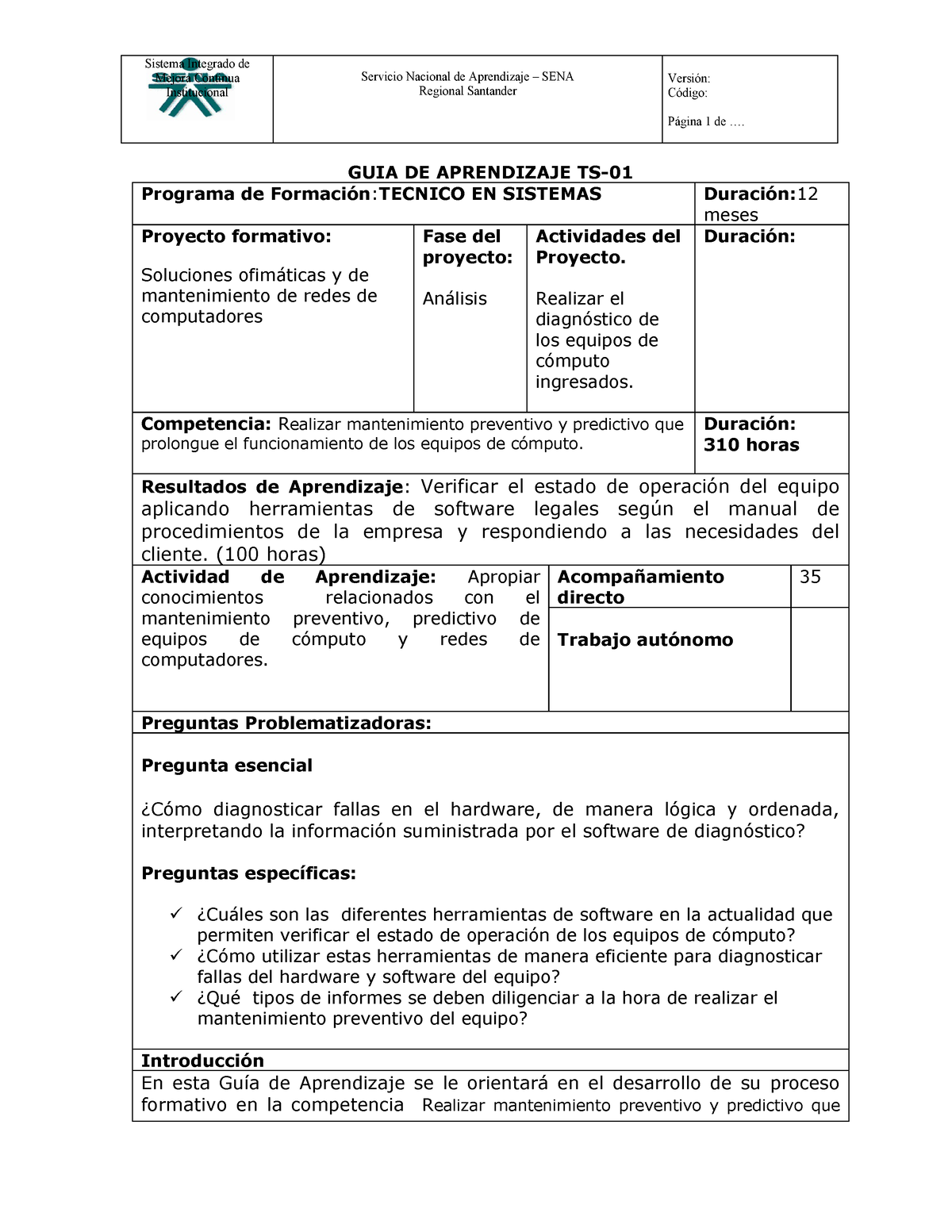 Guia De Aprendizaje Mantenimiento Preventivo Compress Mejora Continua Institucional Servicio 6861