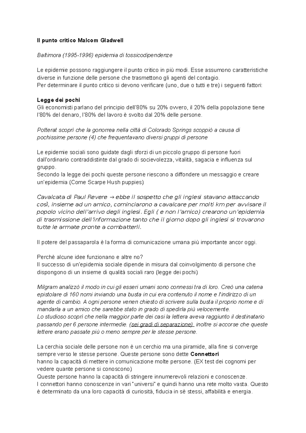 Il punto critico Riassunto del libro e appunti delle lezioni Il