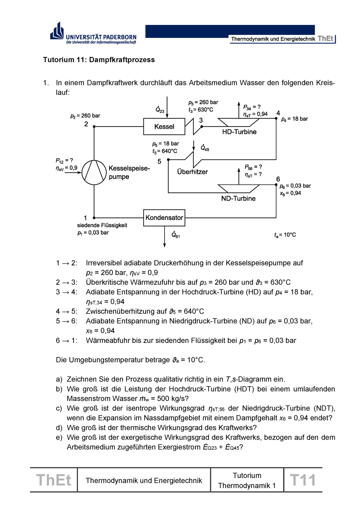 Tutorium 11 - ThEt Thermodynamik Und Energietechnik Tutorium T ...