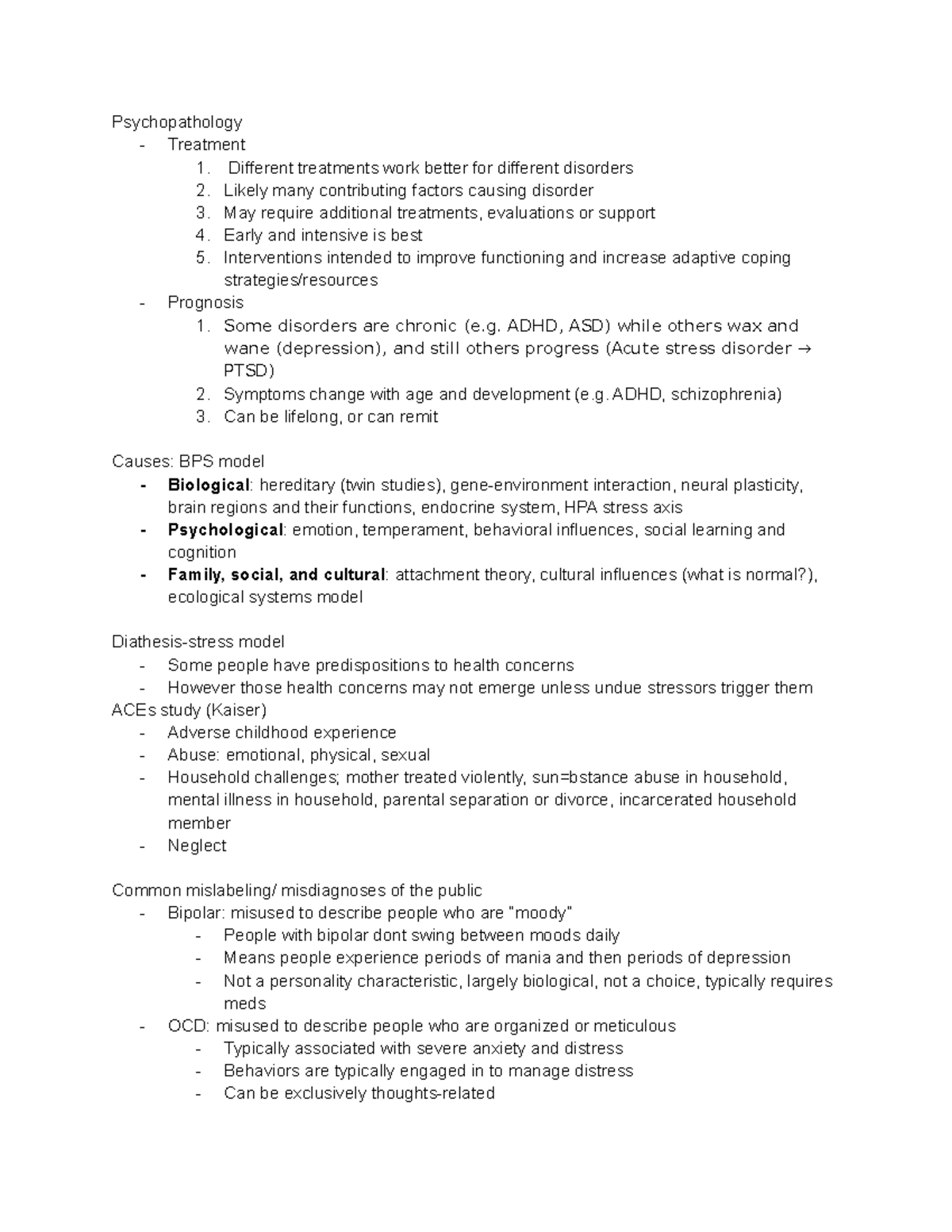 Psychology Notes - Psychopathology - Treatment 1. Different treatments ...