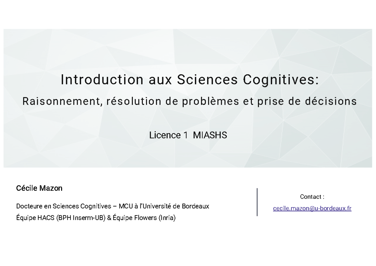 ISC L1 Raisonnement cours 2 - Introduction aux Sciences Cognitives ...